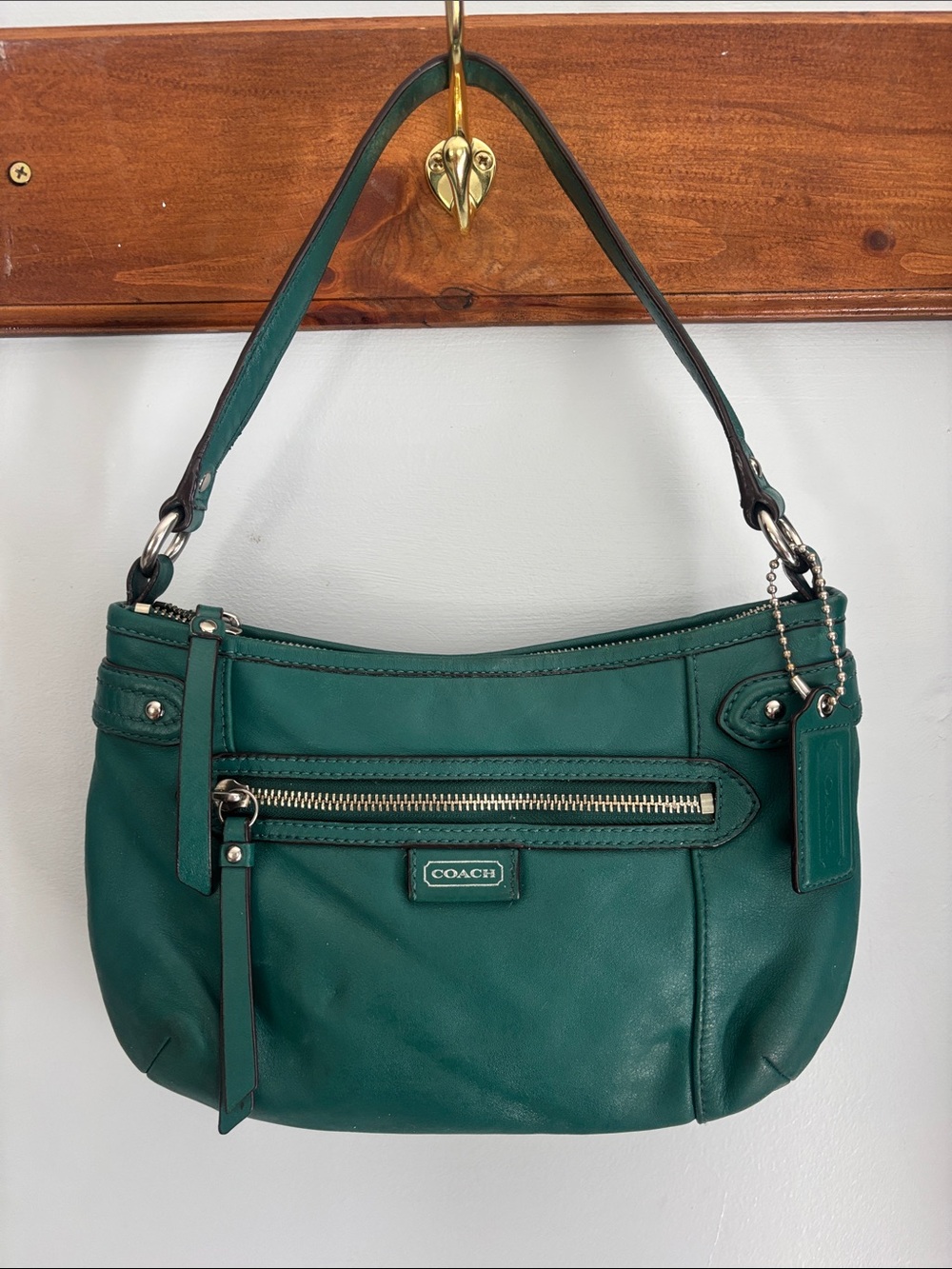 Coach daisy Teal Green Leather Shoulder Bag Y2K